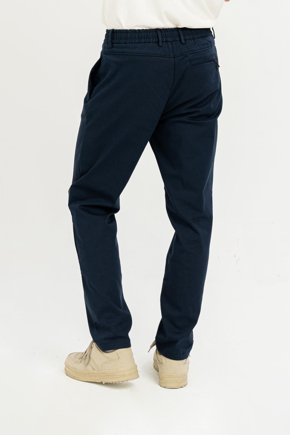 Beli Lastikli Arkası Tek Cep Fermuarlı Slim Fit Erkek Pantolon