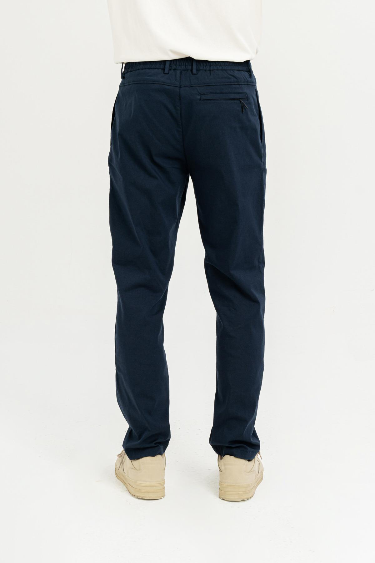 Beli Lastikli Arkası Tek Cep Fermuarlı Slim Fit Erkek Pantolon