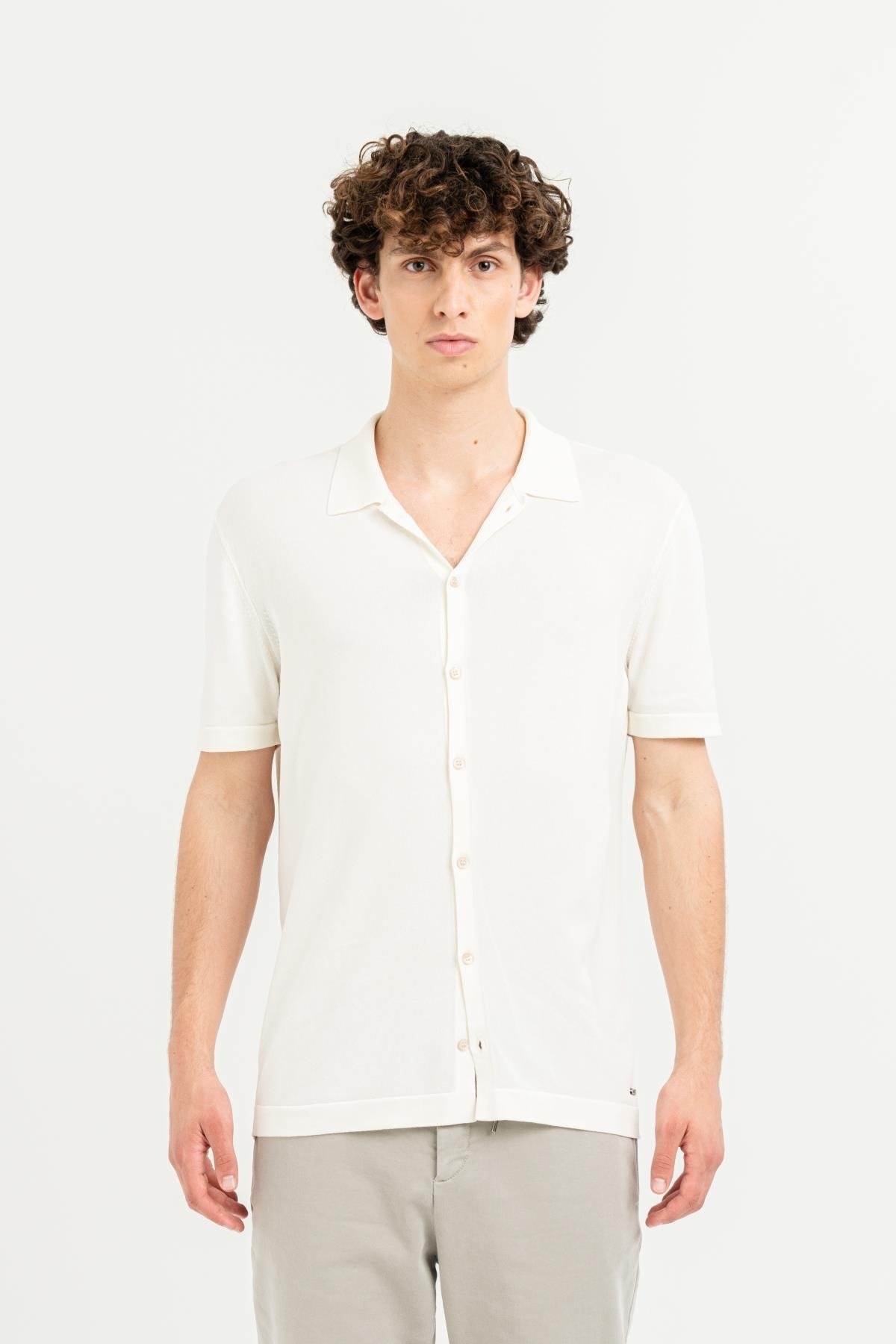 Kısa Kollu Slim Fit Triko Erkek Gömlek