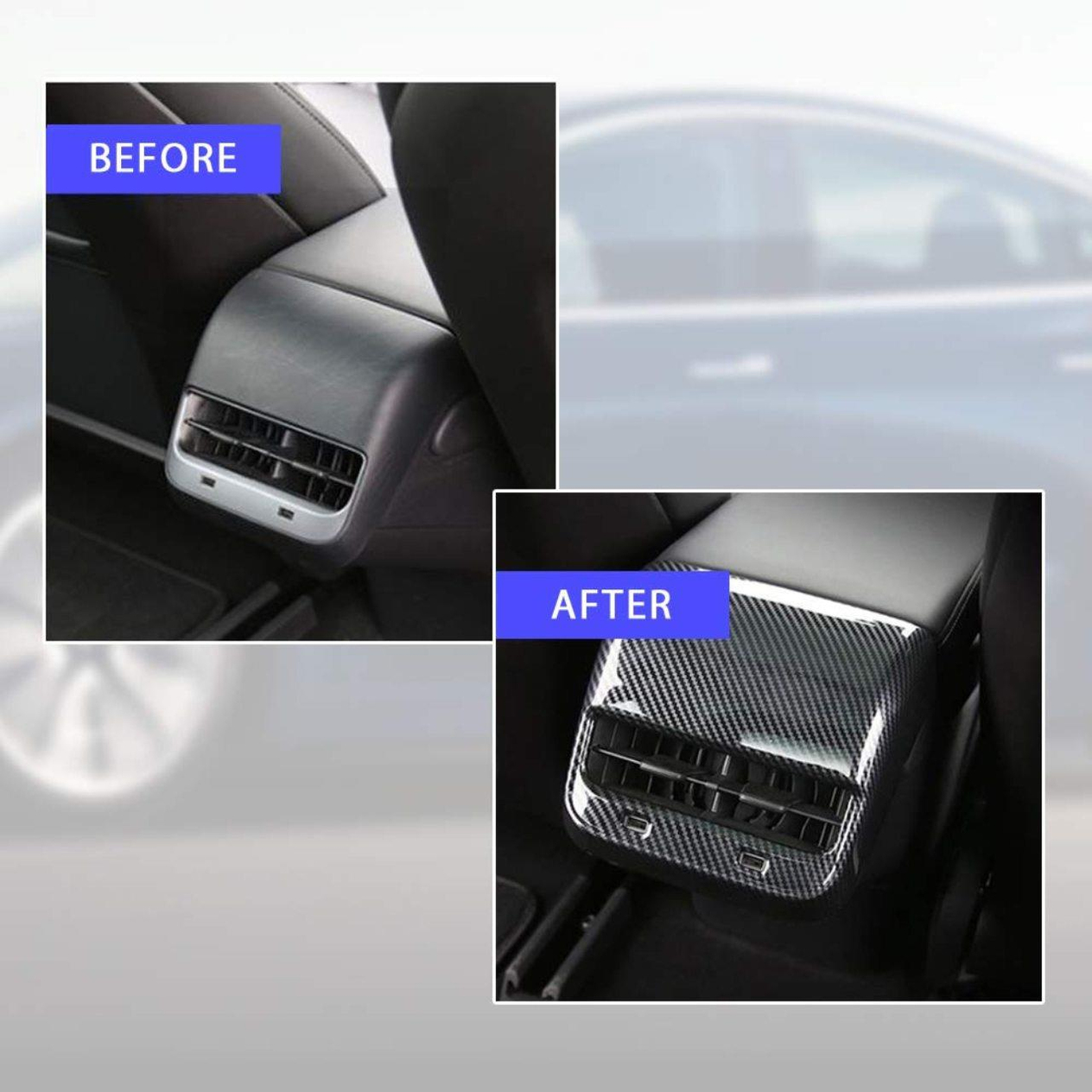Tesla Molde Y/3 Arka Yolcu Havalandırma Karbon Kaplama
