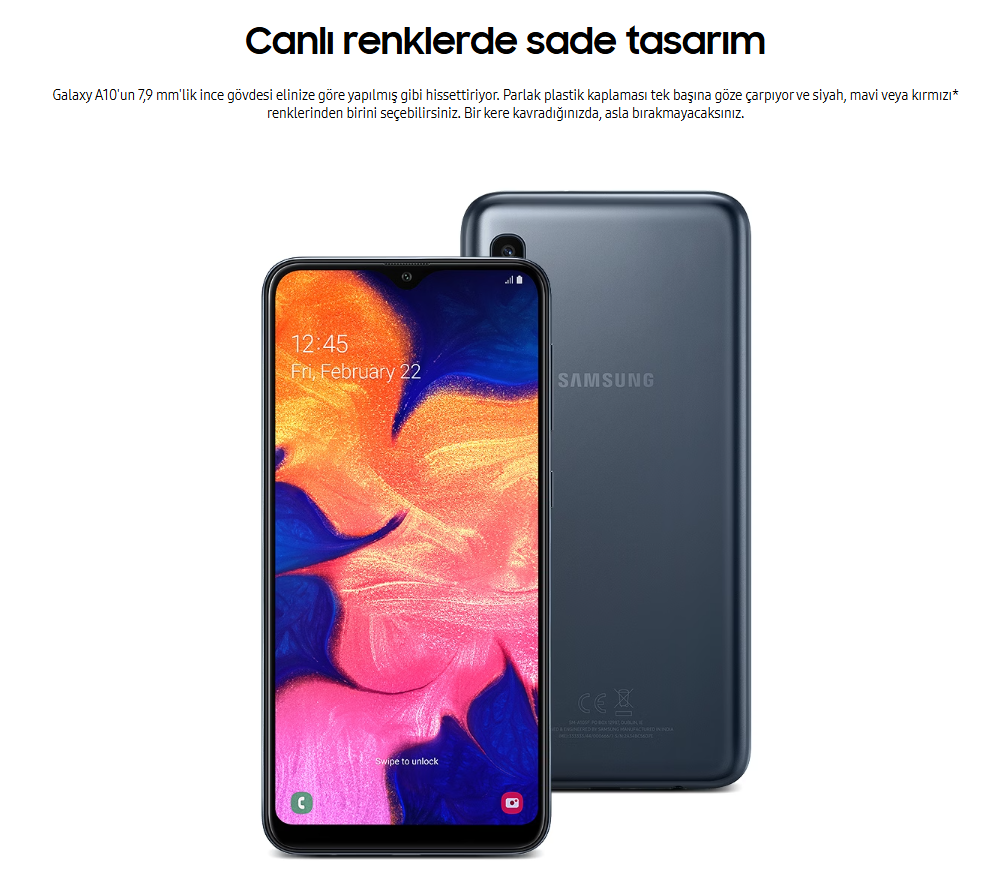 Yenilenmiş Samsung Galaxy A10 Tasarım