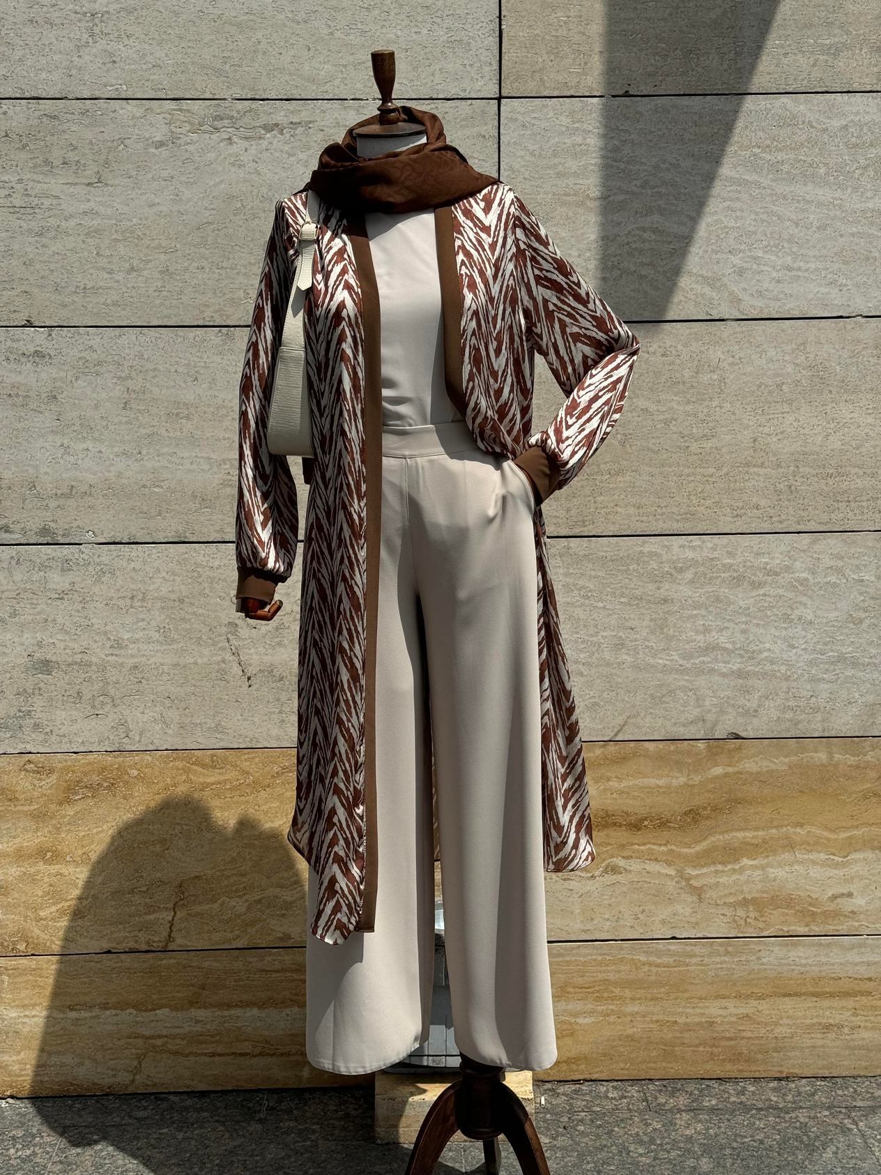 Desenli Kahve Kimono Ceket 448