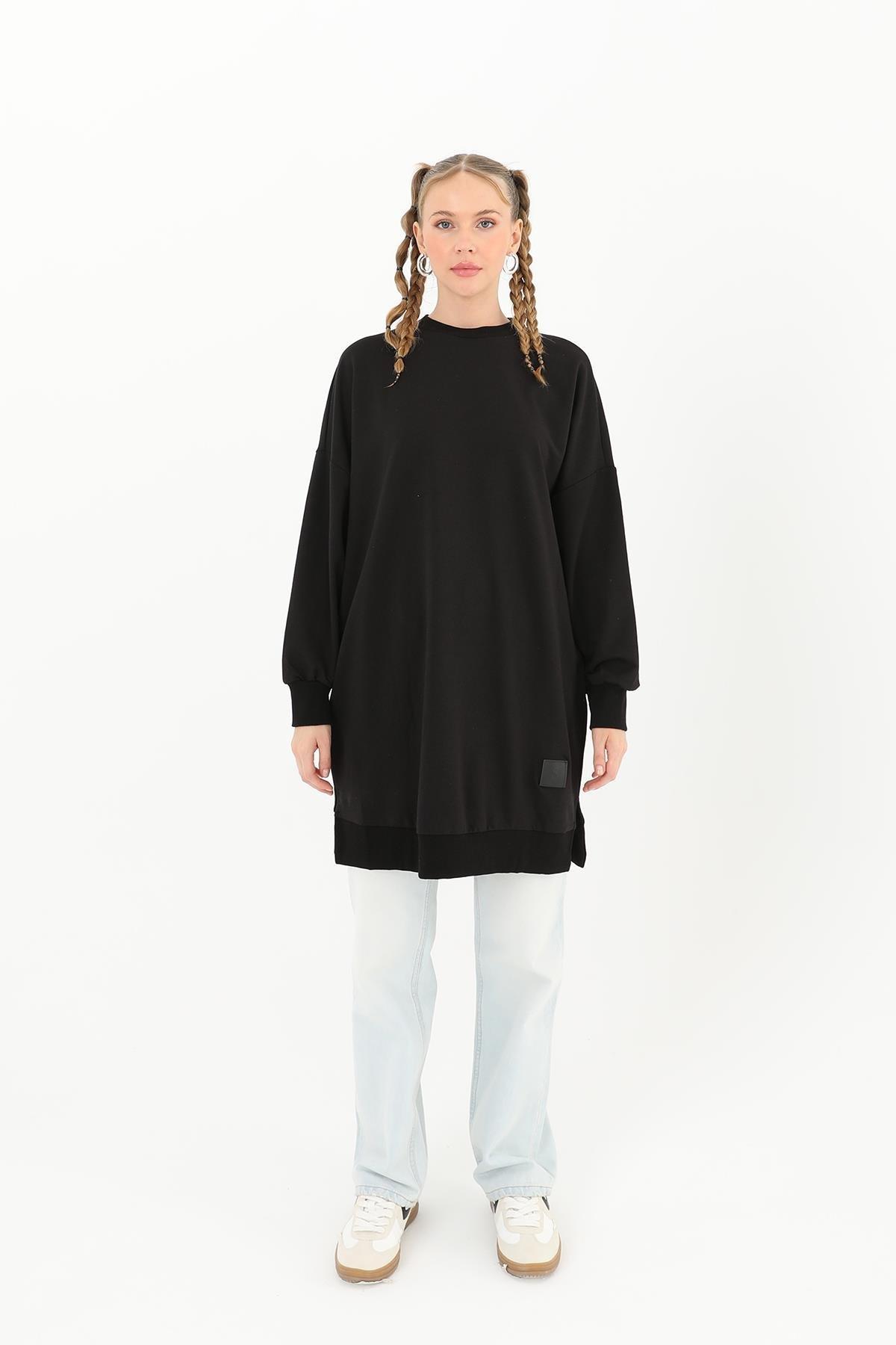 Düz Model Siyah Sweatshirt 30644