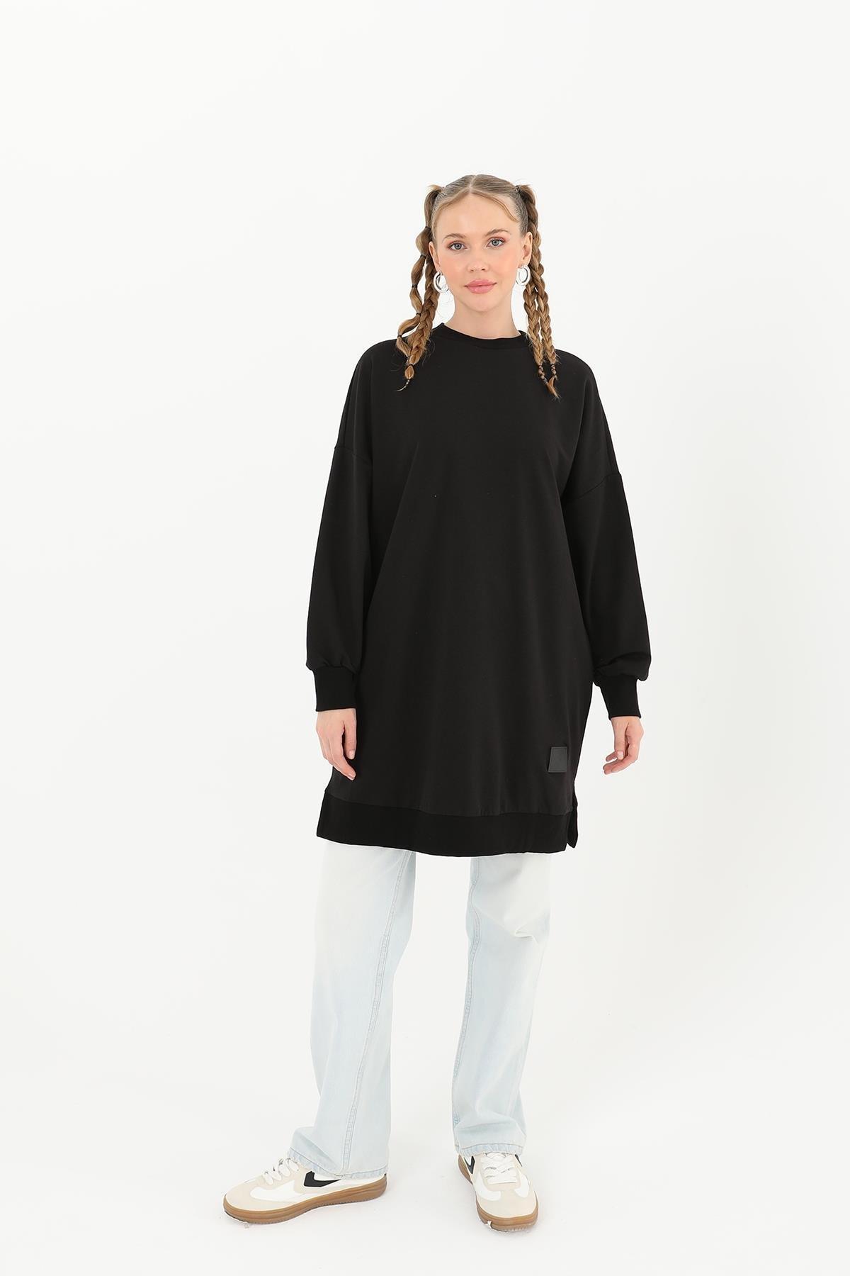 Düz Model Siyah Sweatshirt 30644