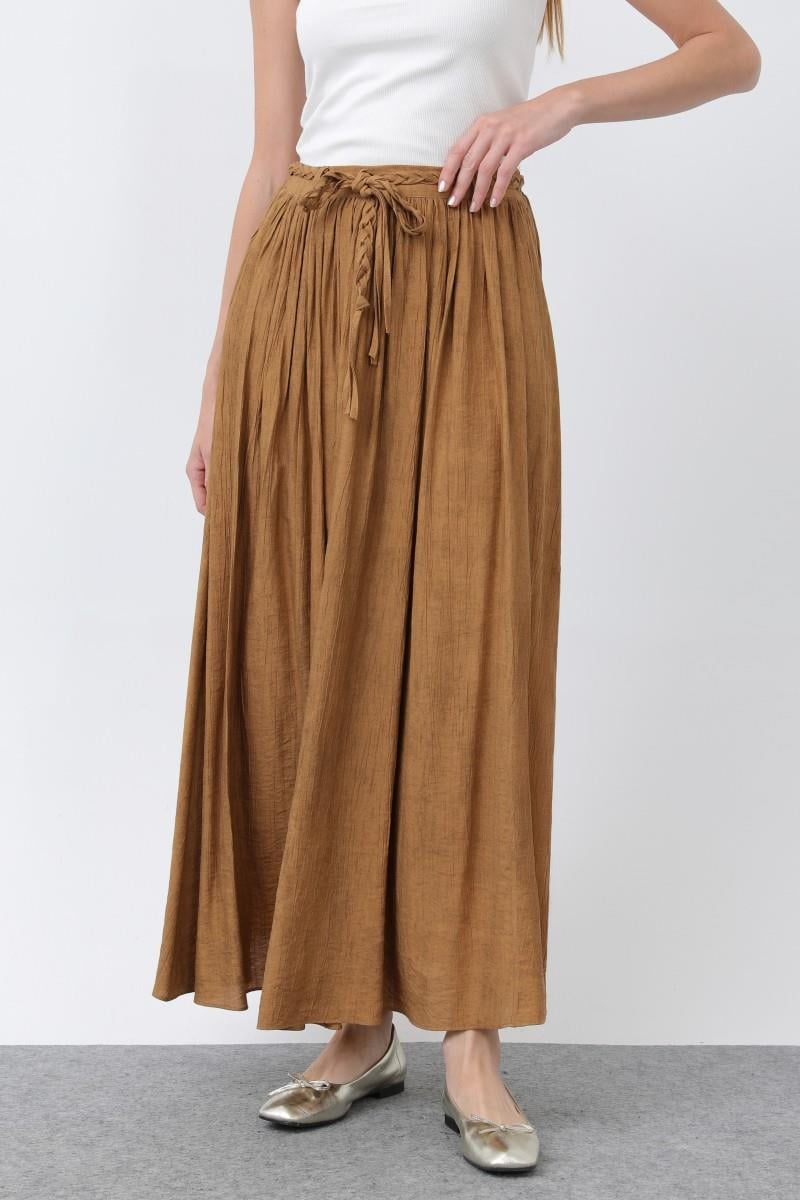 Pile Detaylı Camel Etek 18244