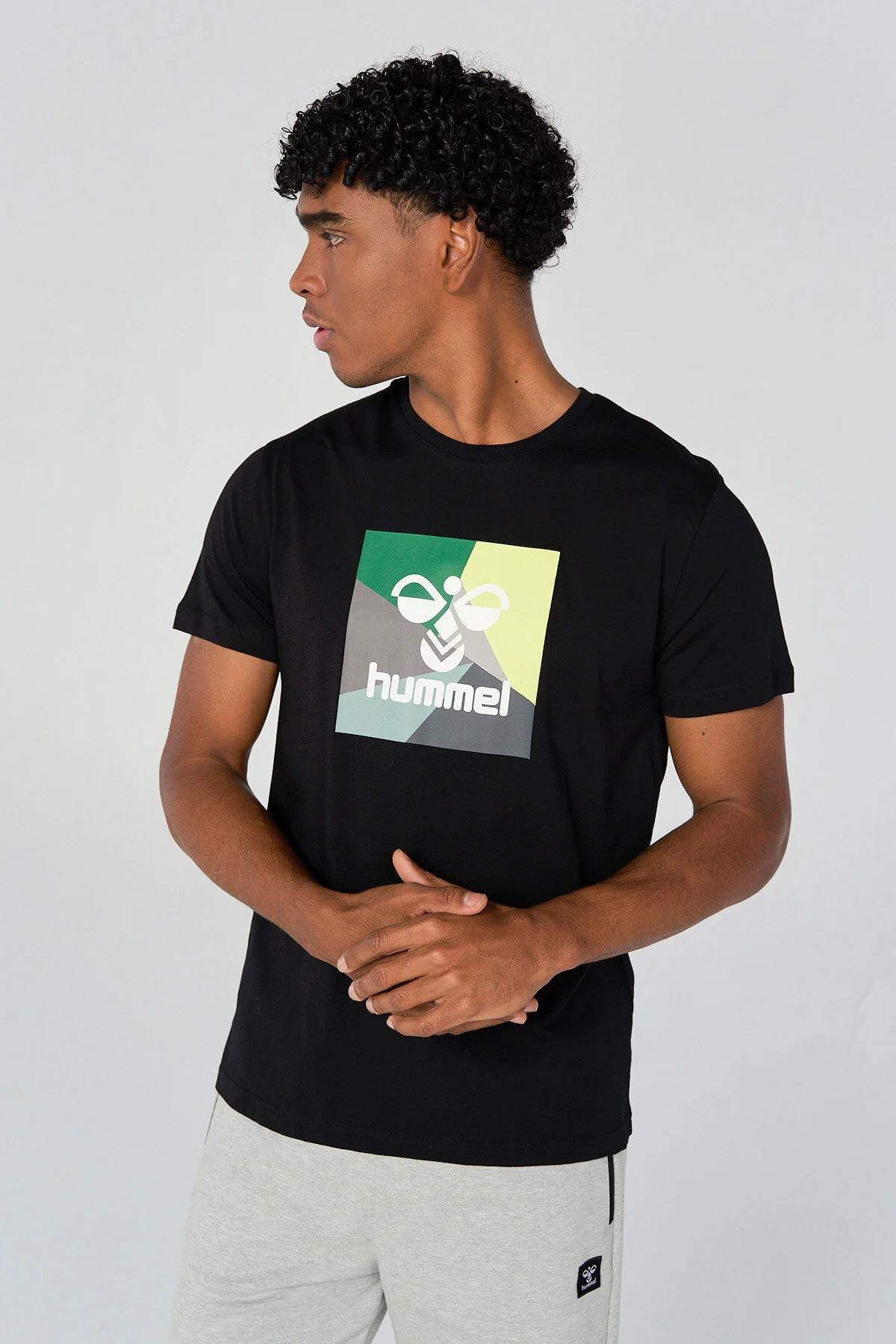 Hummel Hmlhans T-Shirt S/S Erkek Siyah Bisiklet Yaka Tshirt