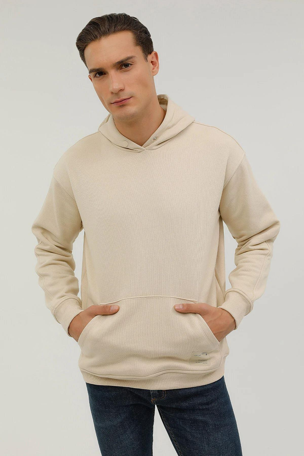 Lumberjack 2W M-Cg516 Smooth Hoodie 2Pr Erkek Beyaz Kapşonlu Sweat