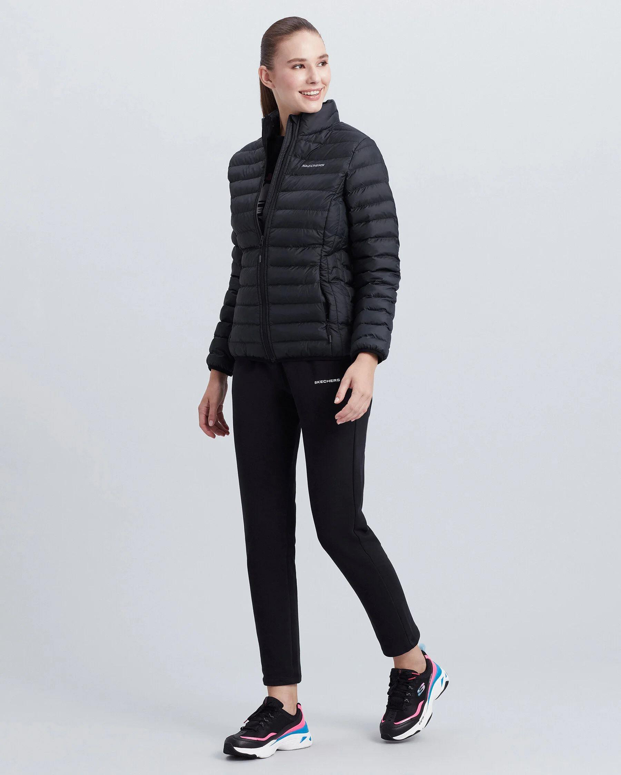 Skechers W Turtle Neck Essential Jacket Kadın Siyah Mont