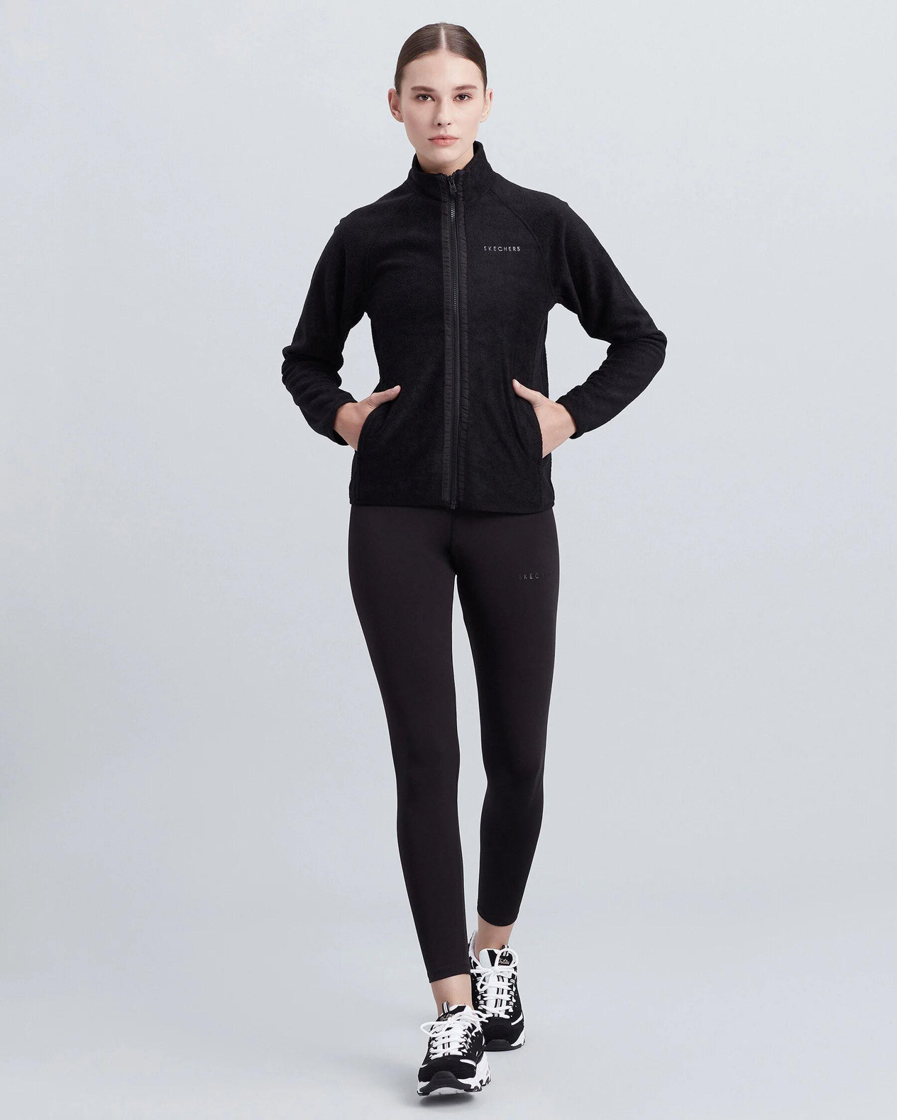 Skechers W Turtle Neck Full Zip Polar Kadın Siyah Polar