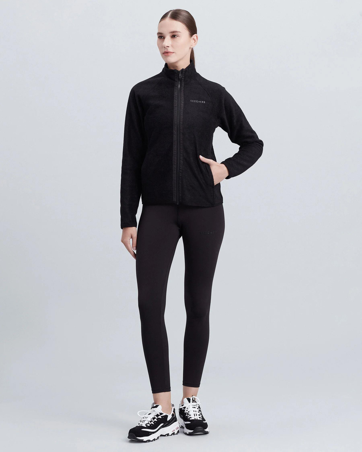 Skechers W Turtle Neck Full Zip Polar Kadın Siyah Polar
