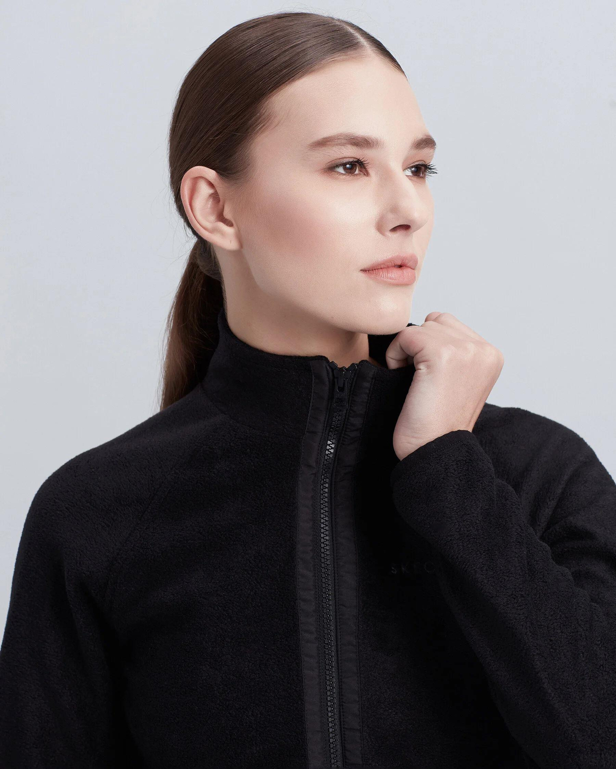 Skechers W Turtle Neck Full Zip Polar Kadın Siyah Polar