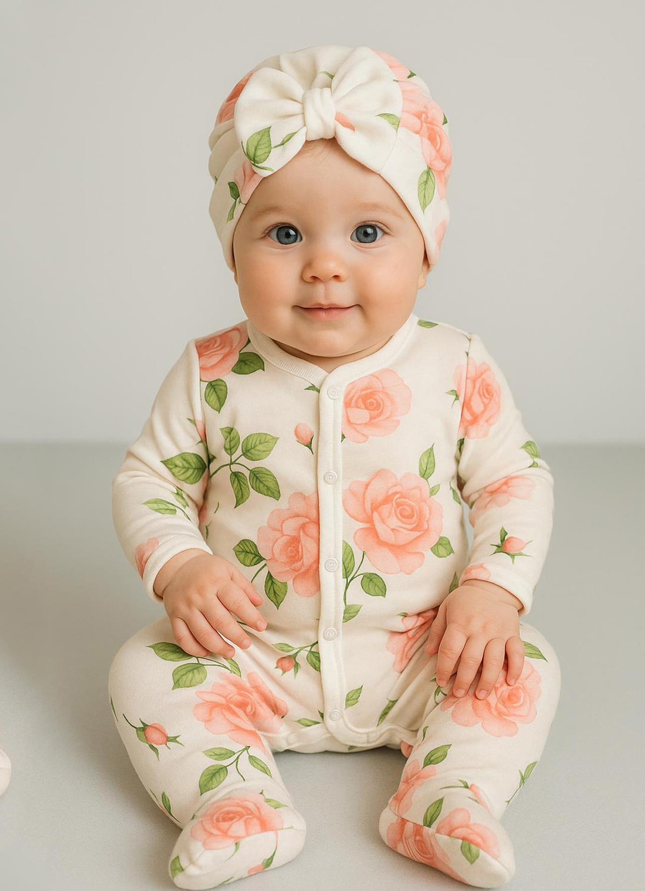 Organik Love Roses 3lü Takım Ekru