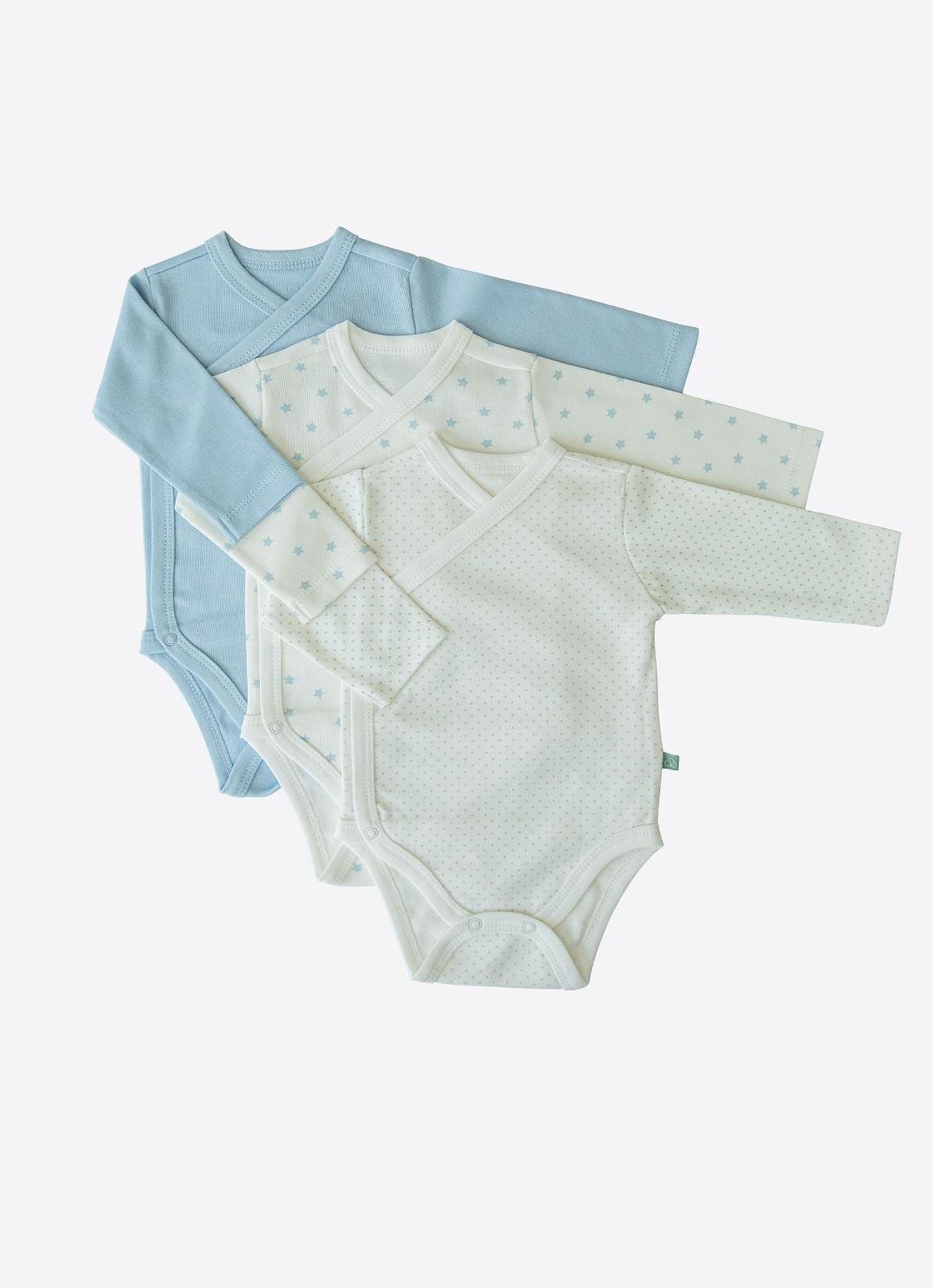 Organik New Dreams 3lü Uzun Kol Kruvaze Body Mavi