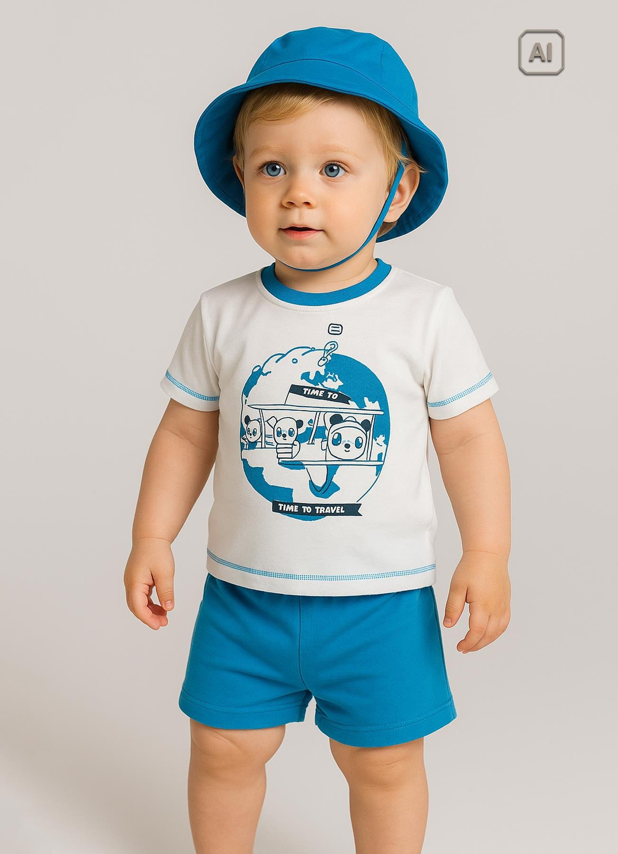 Organik Save Your Planet 3lü Takım Beyaz Saks Mavi