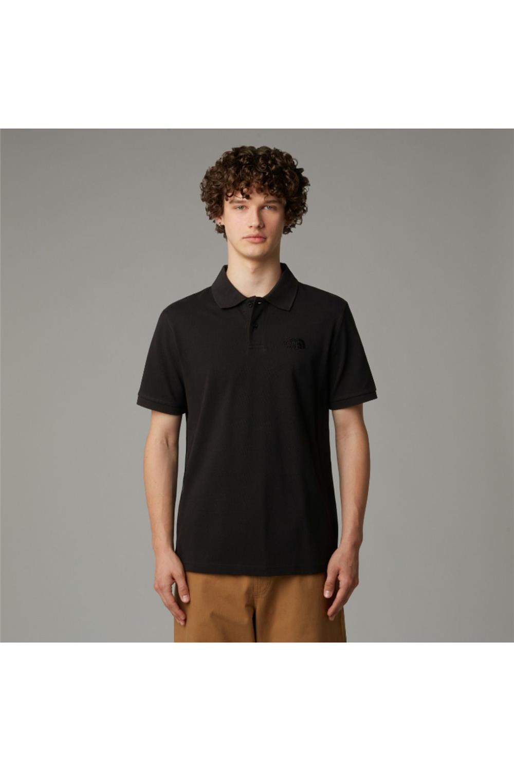 Erkek Essential Regular Polo Yaka Siyah T-Shirt