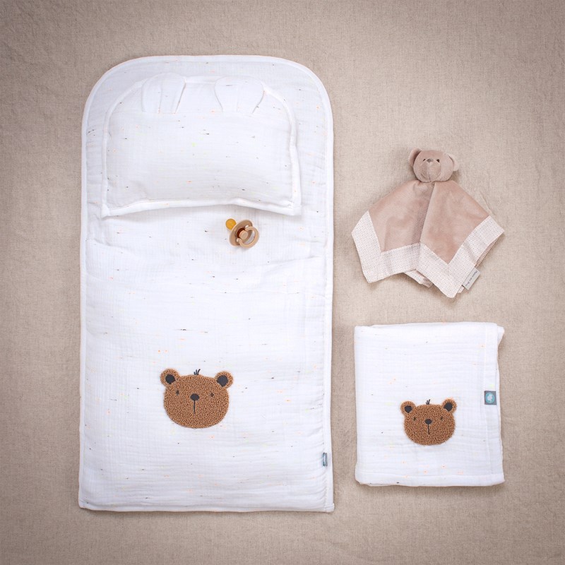 Bambu Muslin -  Altaçma Seti - Teddy - Beyaz - 40 x 70 Cm