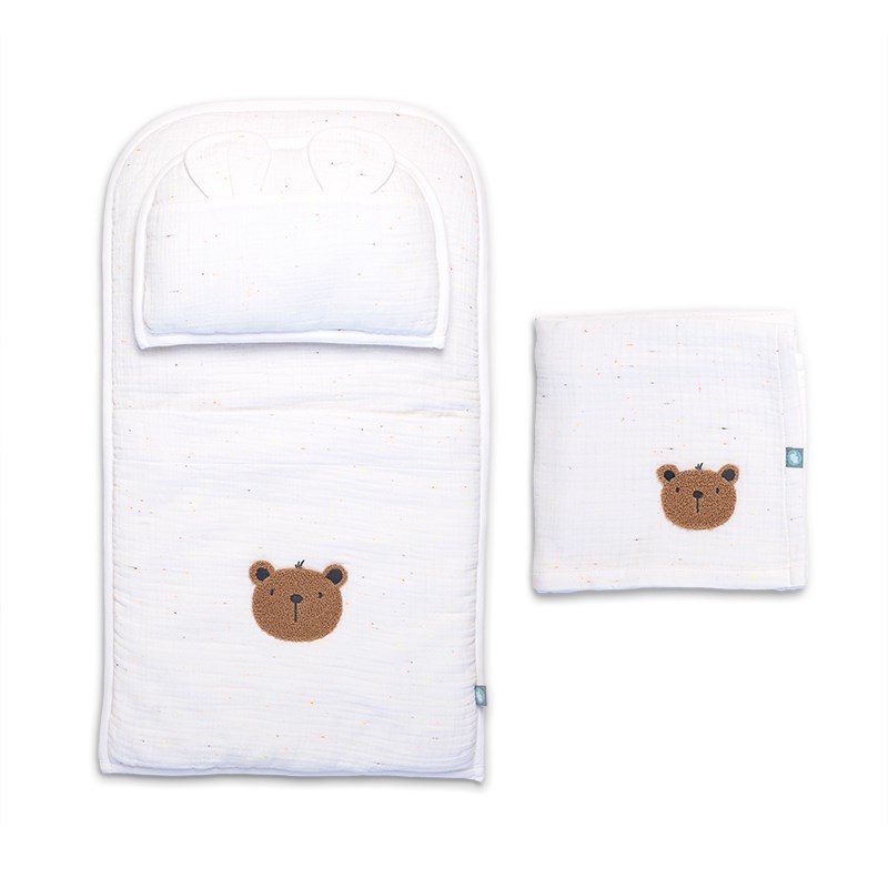 Bambu Muslin -  Altaçma Seti - Teddy - Beyaz - 40 x 70 Cm