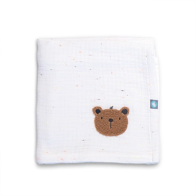 Bambu Muslin - Battaniye - Teddy - Beyaz - 120 x 120 Cm