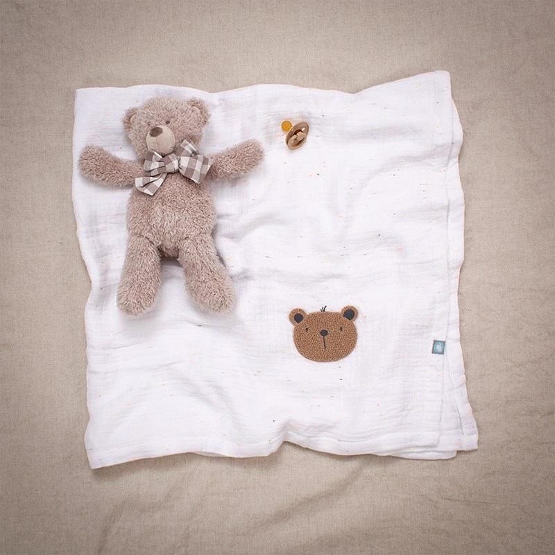 Bambu Muslin - Battaniye - Teddy - Beyaz - 120 x 120 Cm