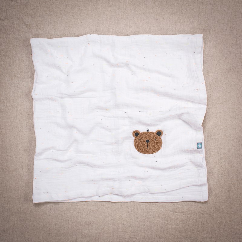 Bambu Muslin - Battaniye - Teddy - Beyaz - 120 x 120 Cm