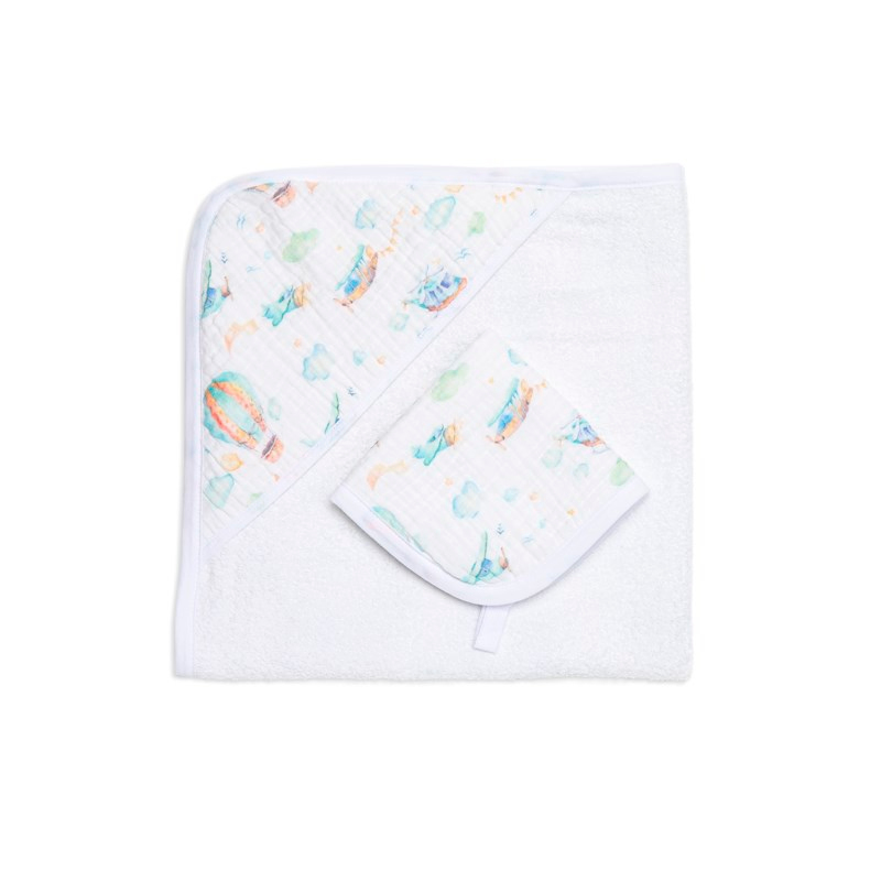Muslin Havlu Seti - Sky - 75x75/30x30