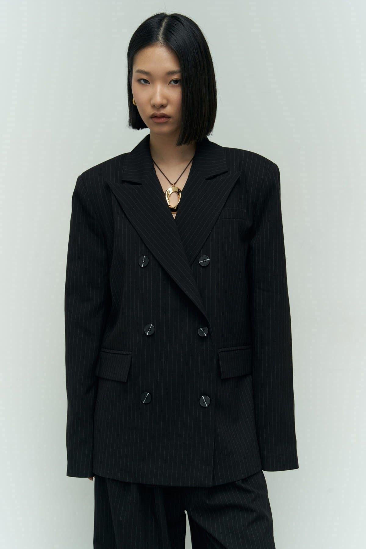 Bianda Çizgili Siyah Blazer