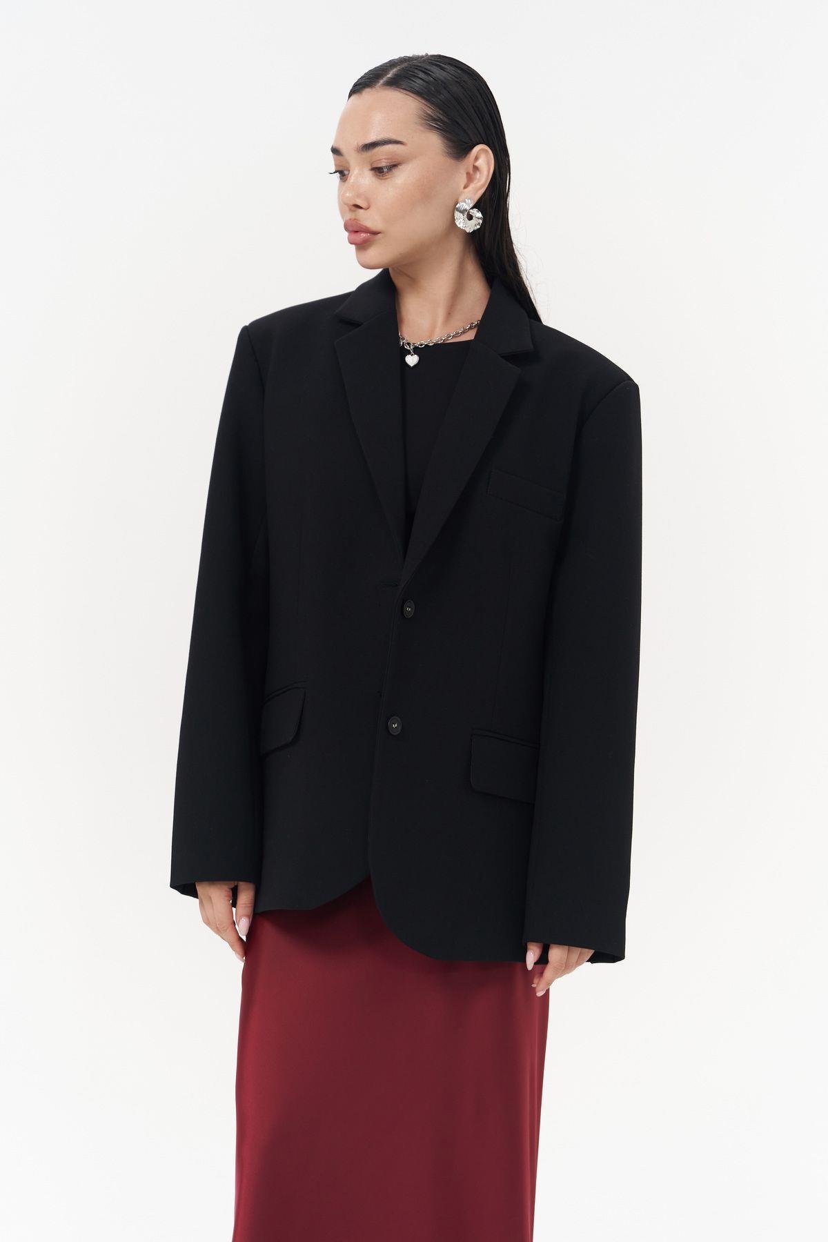 Emma Dikiş Detay Siyah Blazer