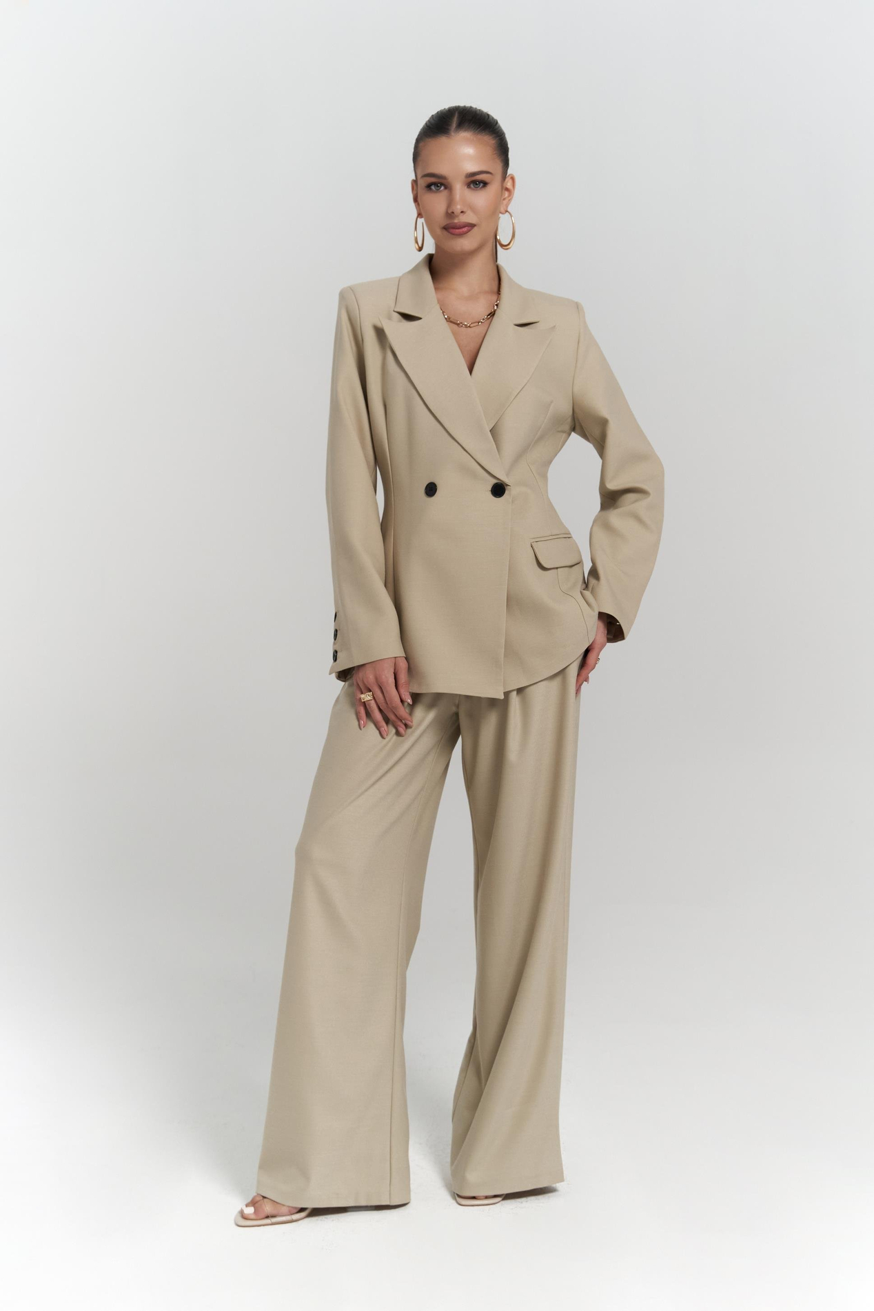 Halvyn Dar Kesim Blazer Olive Green Takım