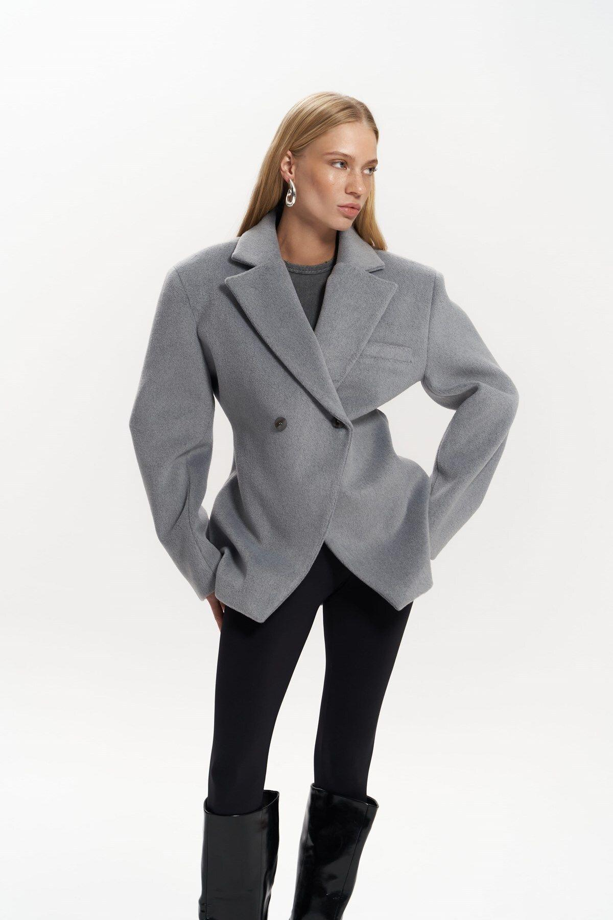 Naica Gri Belden Oturmalı Blazer