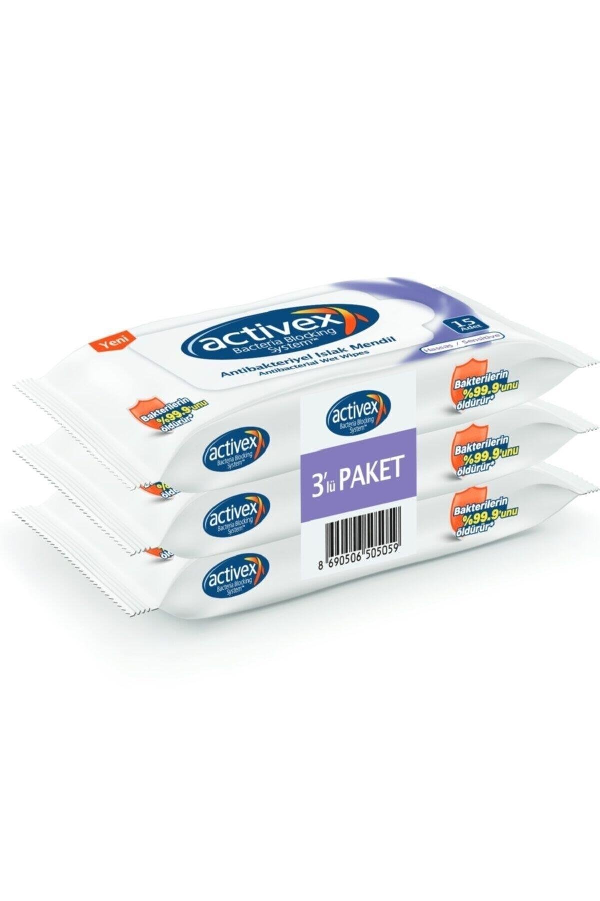 Activex Antibakteriyel Hasas Islak Cep Mendil 15 Adet x 3 lü Paket