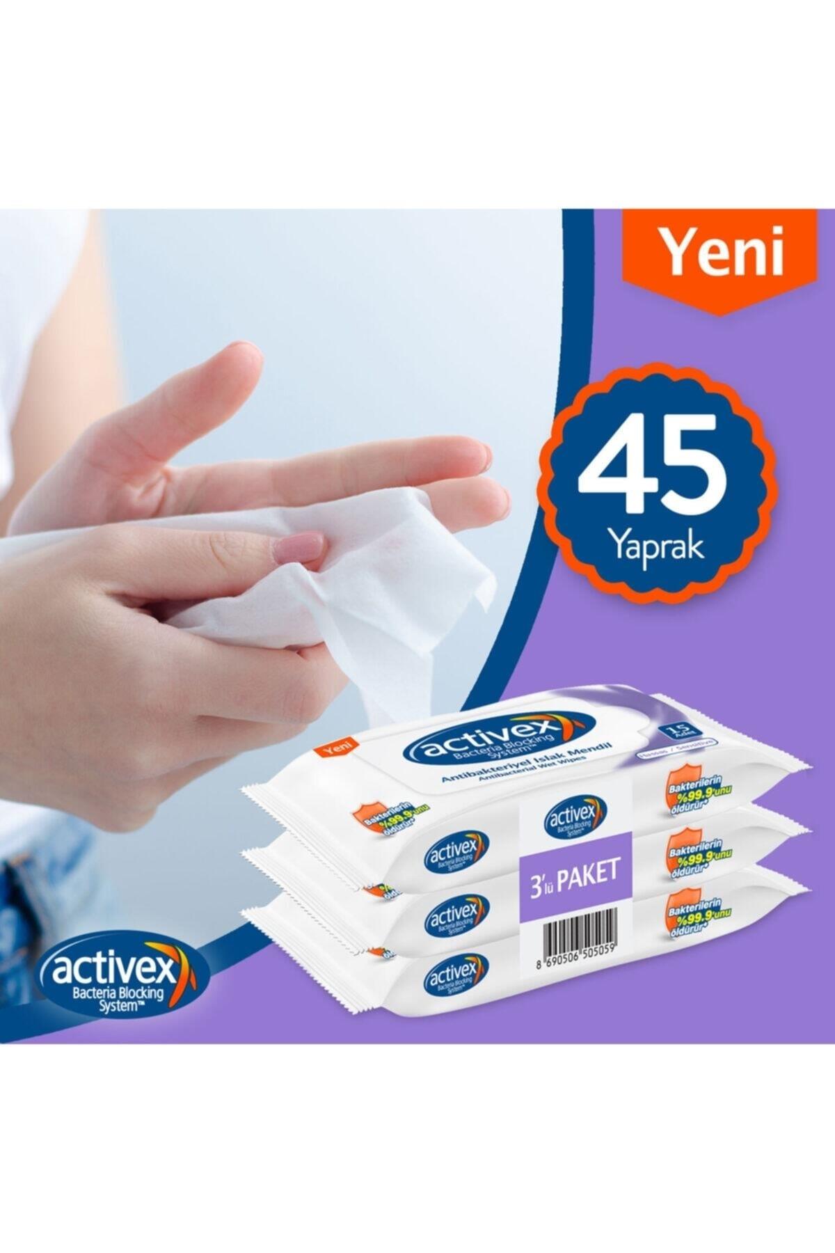 Activex Antibakteriyel Hasas Islak Cep Mendil 15 Adet x 3 lü Paket