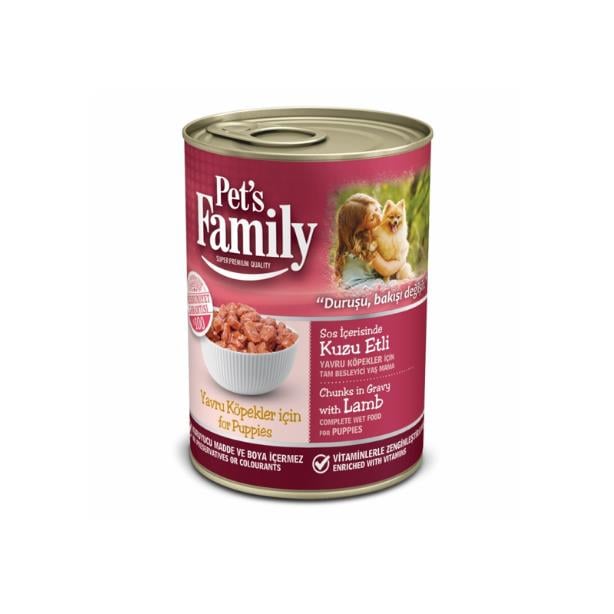 Pets Family Yavru Köpekler İçin Kuzu Etli Konserve Yaş Mama 400 gr