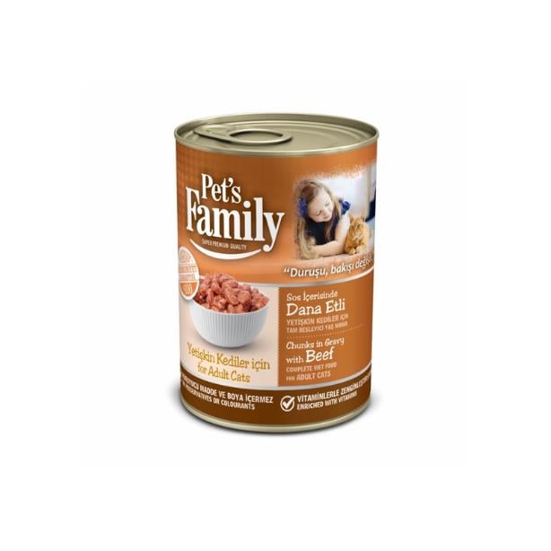 Pets Family Yetişkin Kediler İçin Dana Etli Konserve Yaş Mama 400 gr
