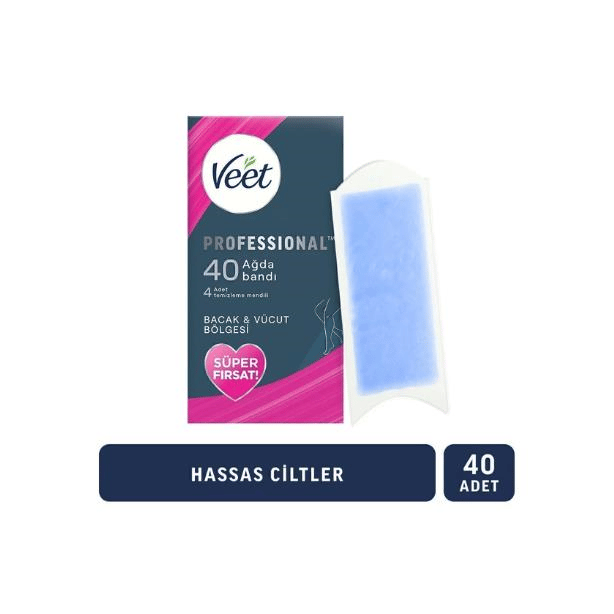 Veet Sir Ağda Bantları Professional Hasas Ciltler İçin Bacak ve Vücut Bölgesi 40 lı