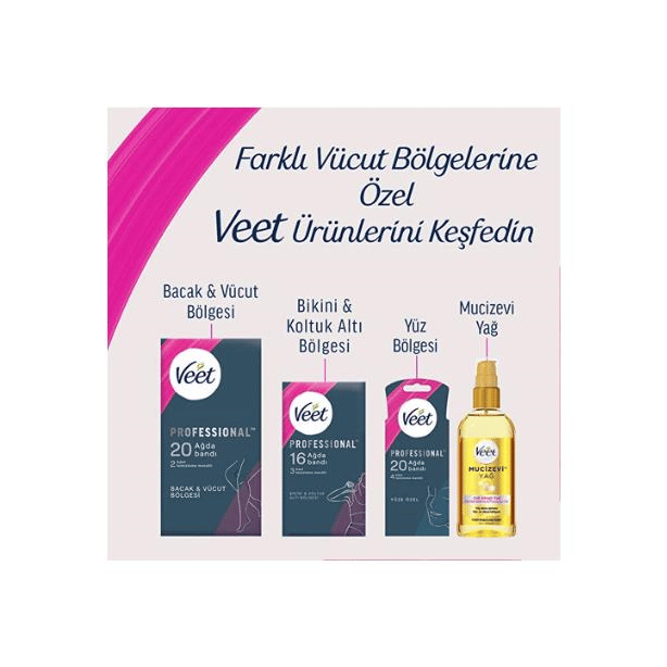 Veet Sir Ağda Bantları Professional Hasas Ciltler İçin Bacak ve Vücut Bölgesi 40 lı