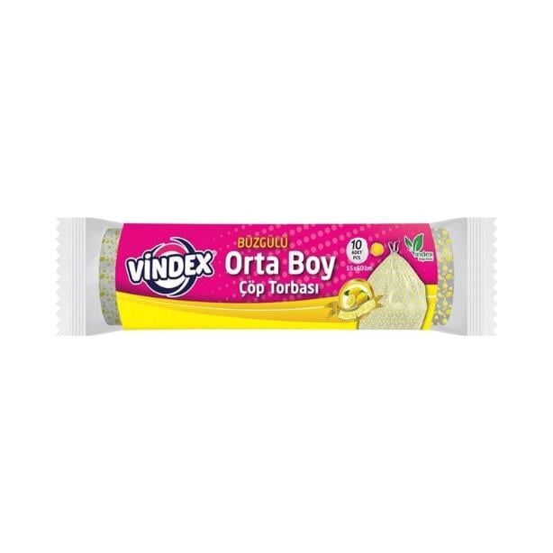 Vindex Büzgülü Çöp Torbası Orta Boy 55x60 cm Limon Kokulu 10 lu