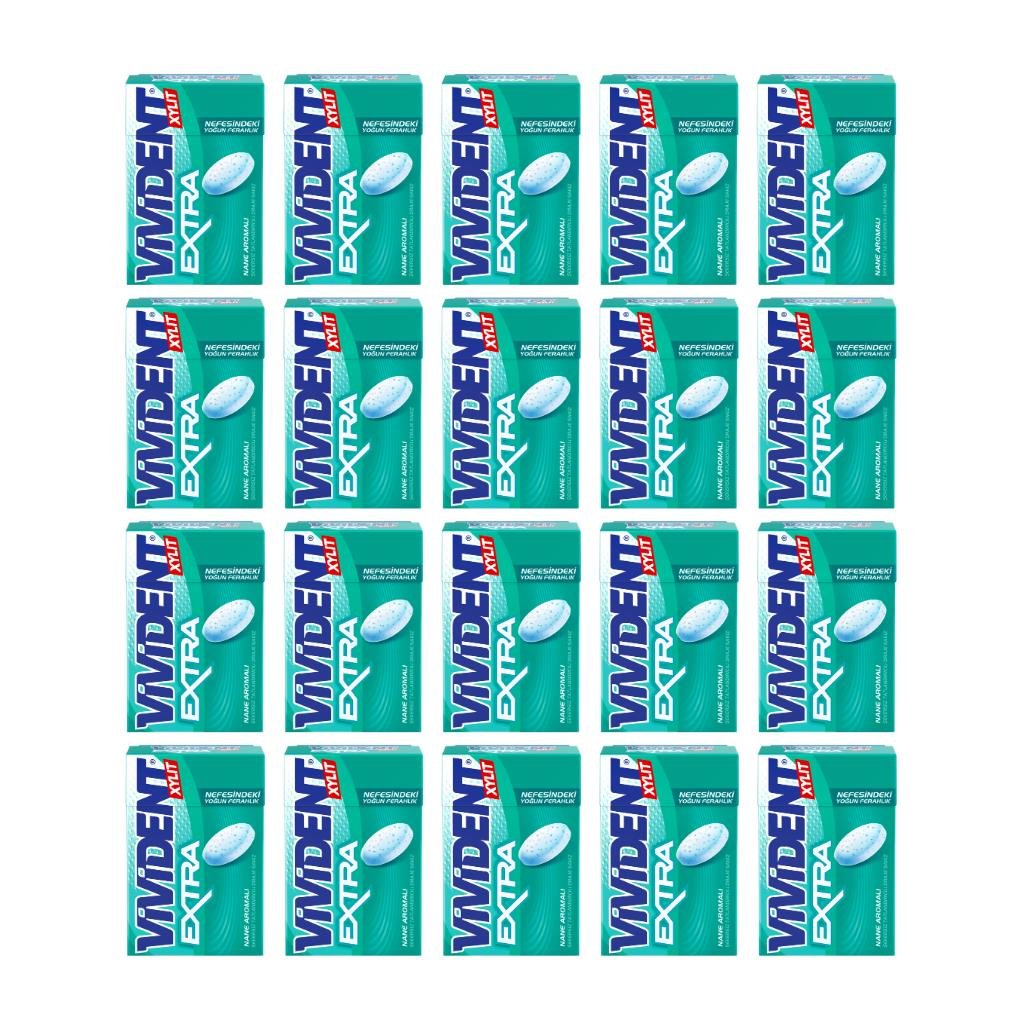 Vivident XYLIT Extra Nane Aromalı Şekersiz Tatlandırıcılı Draje Sakız 21 g x 20 Adet