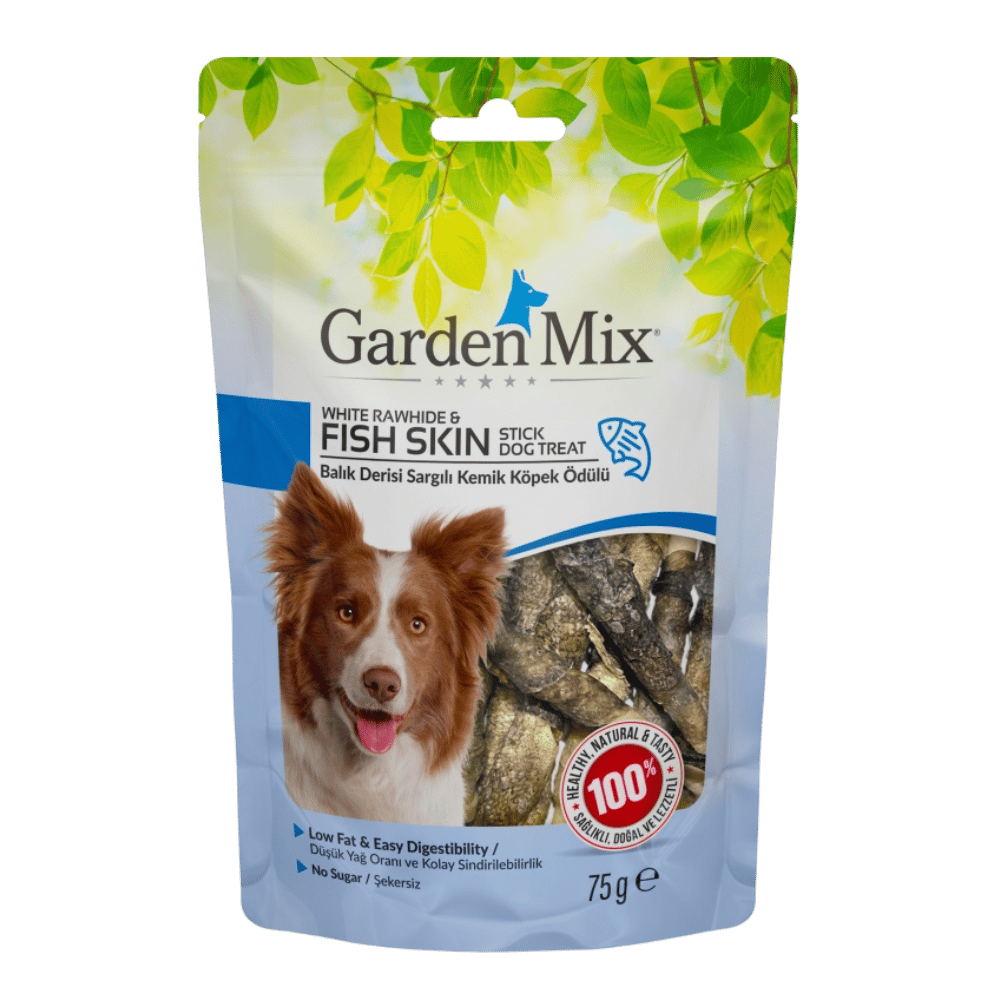 Garden Mix Balık Derisi Sargılı Kemik Köpek Ödülü 75 Gr