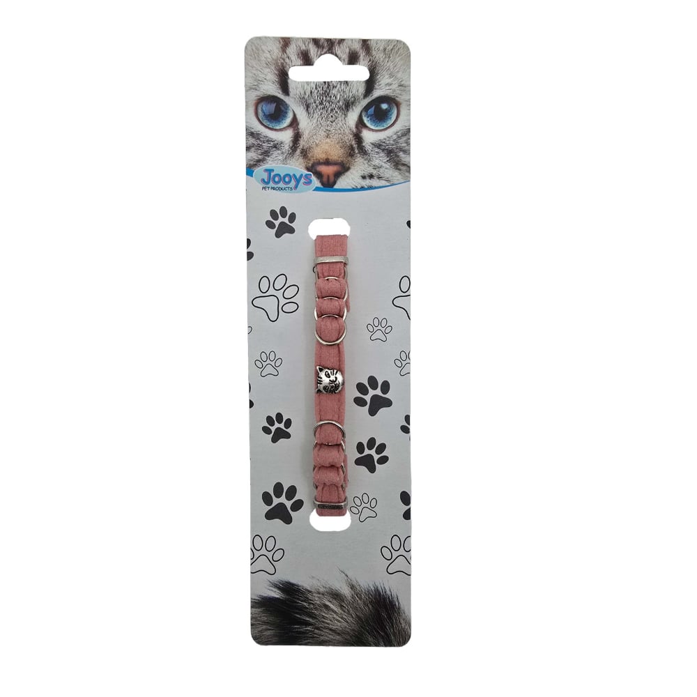 Jooys Kadife Zilli Halkalı Kedi Boyun Tasması Pudra