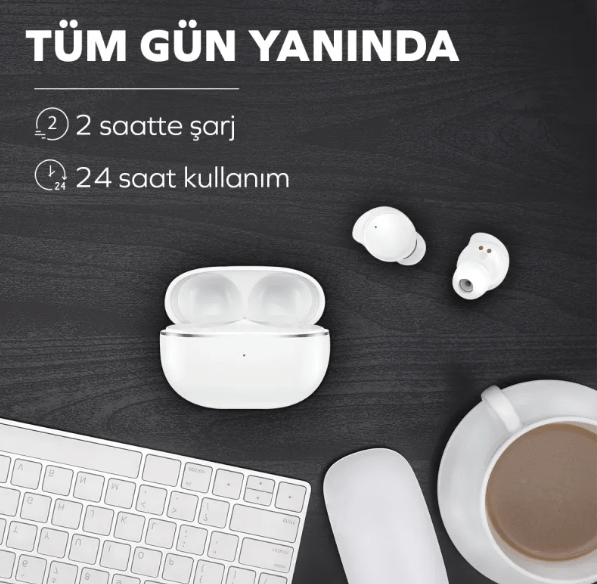 WOYAX by DEJİ Dots Mini Ultra Hafif HiFi Stereo Ses Beyaz Kulak İçi Kablosuz Bluetooth Kulaklık