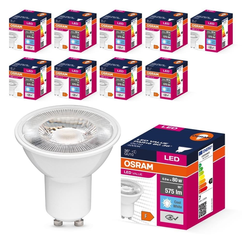 Osram LED Value PAR16 GU10 4000K gün ışığı LED ampul 10 adet paket görseli