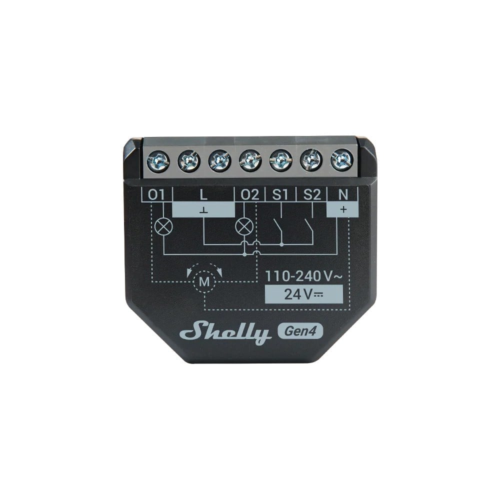 Shelly 2PM Gen4 iki kanallı enerji ölçümlü akıllı röle bağlantı şeması ön görünüm
