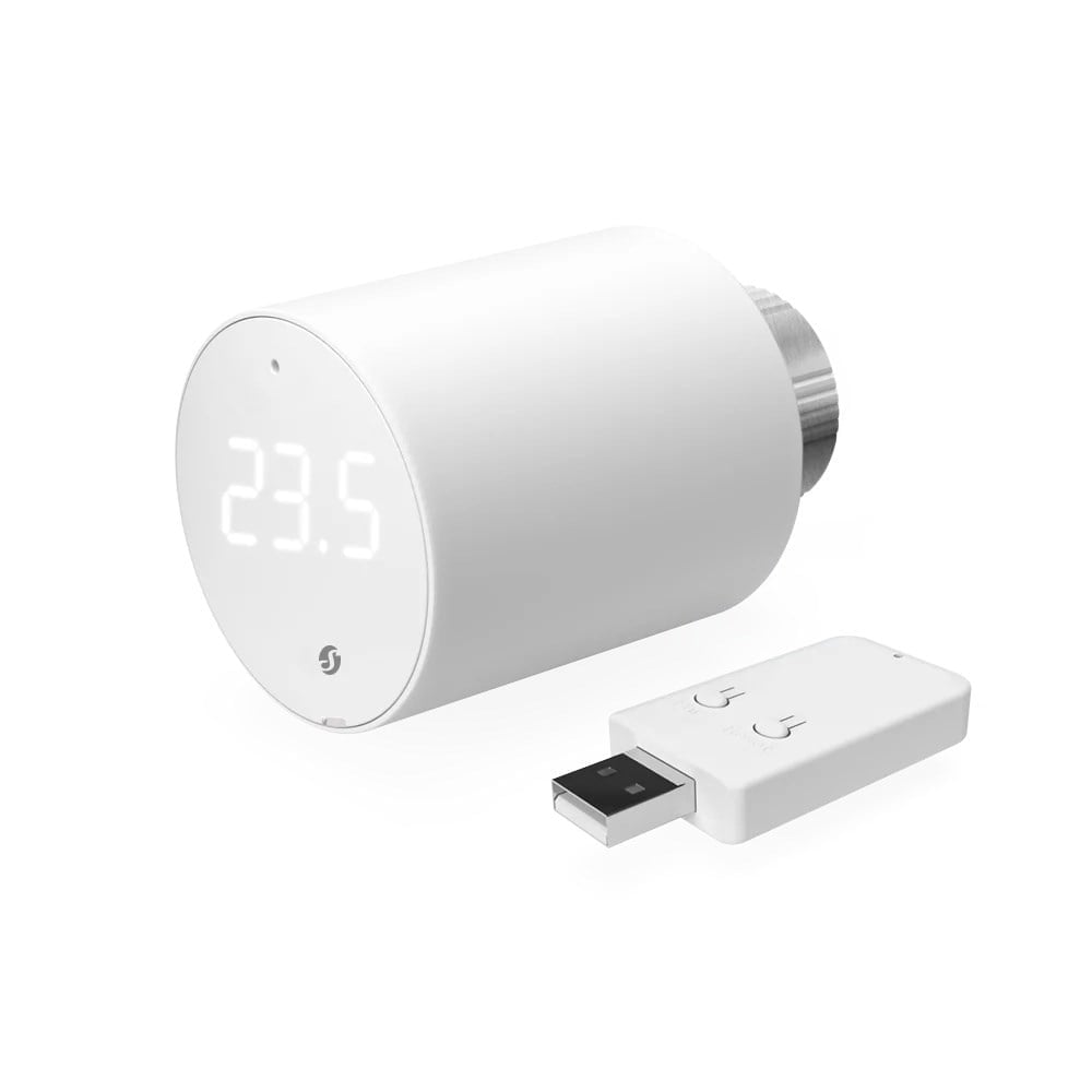 Shelly BLU TRV akıllı radyatör termostatı ve USB bağlantı aksesuarı
