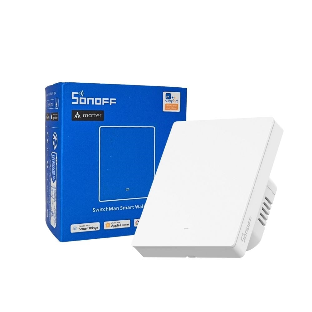SONOFF M5-1C-80W Matter akıllı duvar anahtarı ve ürün kutusu