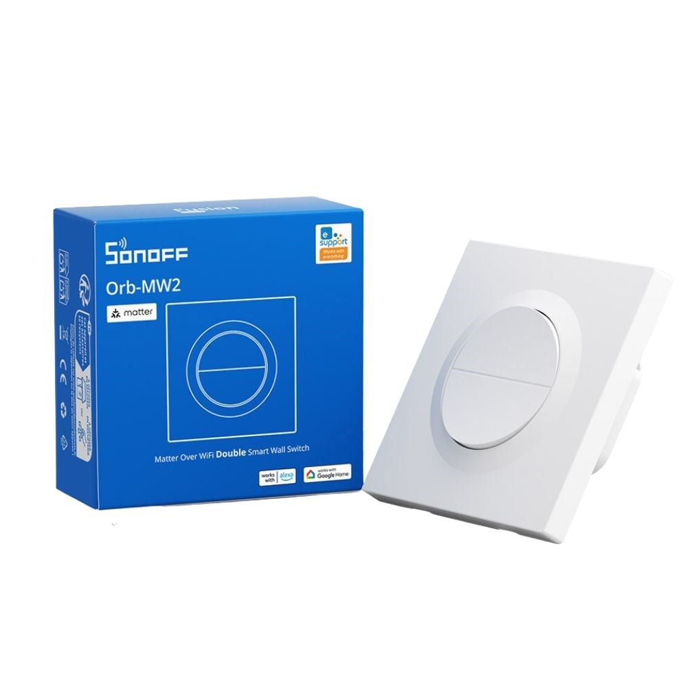 SONOFF MINI-2GS-E Matter Wi-Fi çift kanallı akıllı anahtar ve kutu görseli