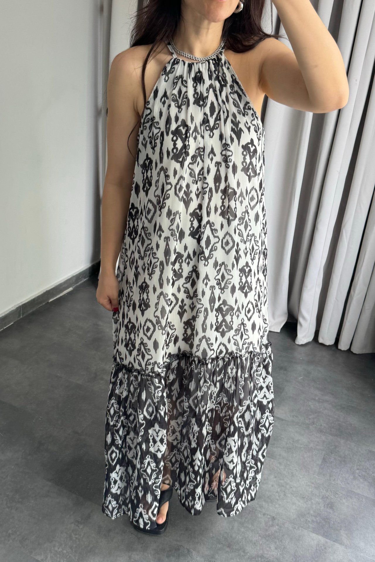 HALTER YAKA ŞİFON ELBİSE /34603