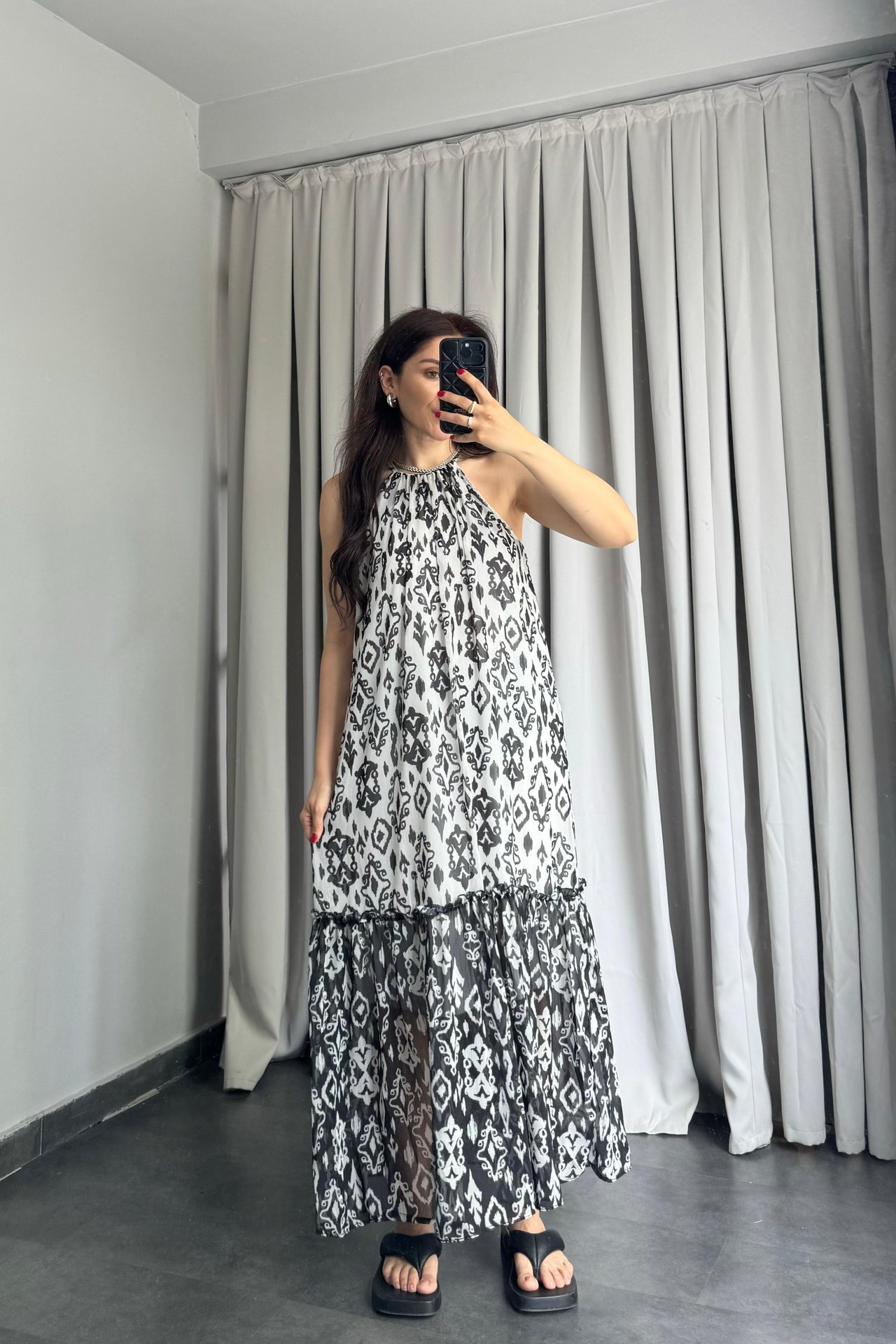 HALTER YAKA ŞİFON ELBİSE /34603