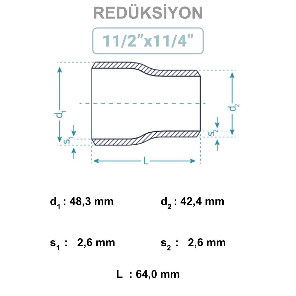 11/2x11/4 Konsantrik Patent Redüksiyon