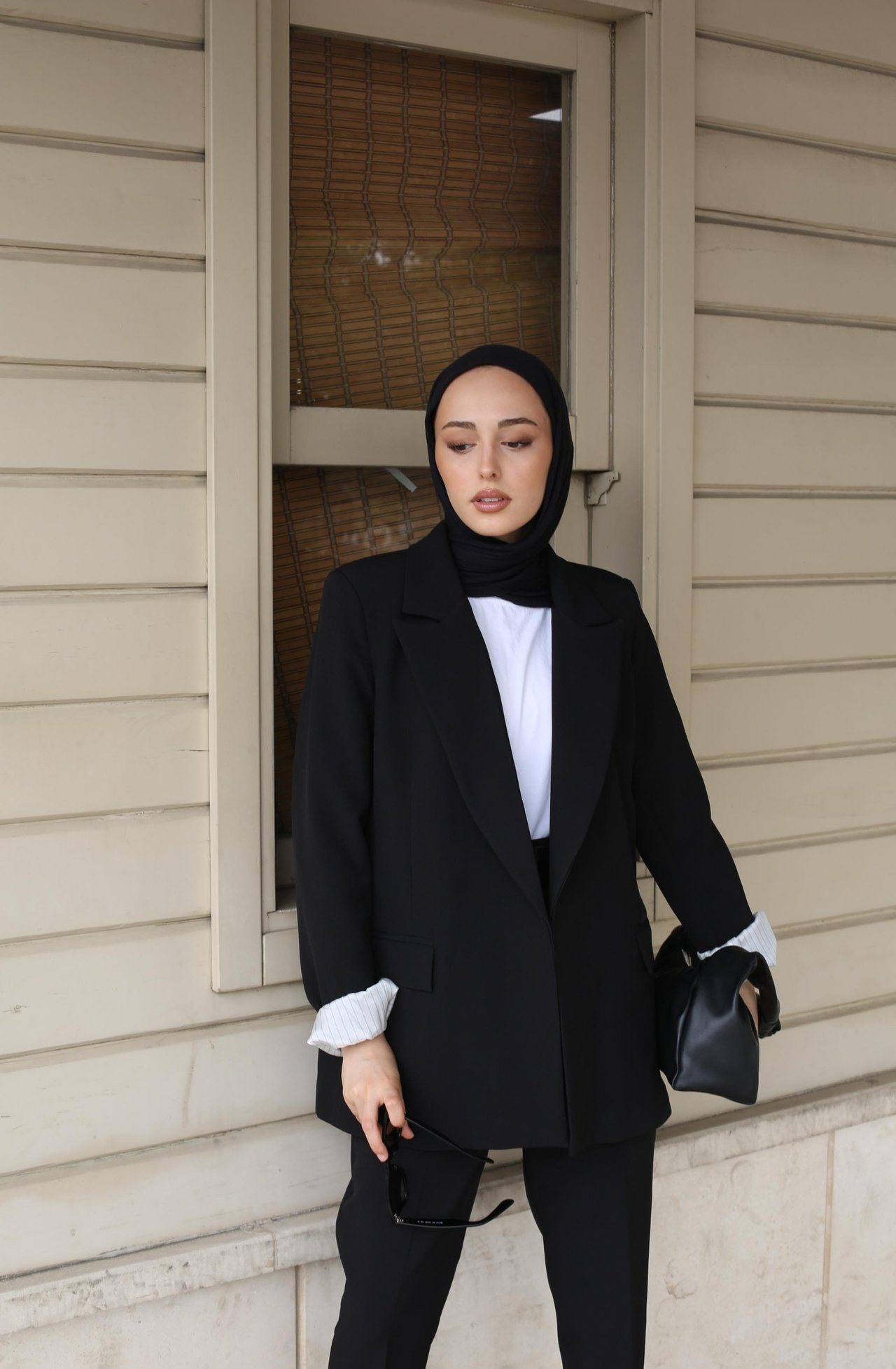 Kolu Katlamalı Blazer Ceket Siyah