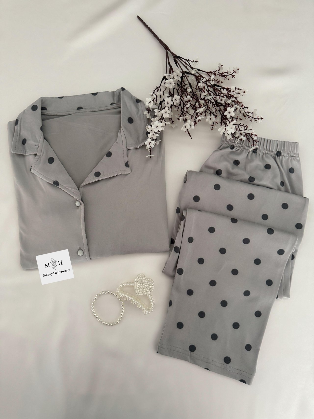 Gri Kalpli Pamuklu Pijama Takımı